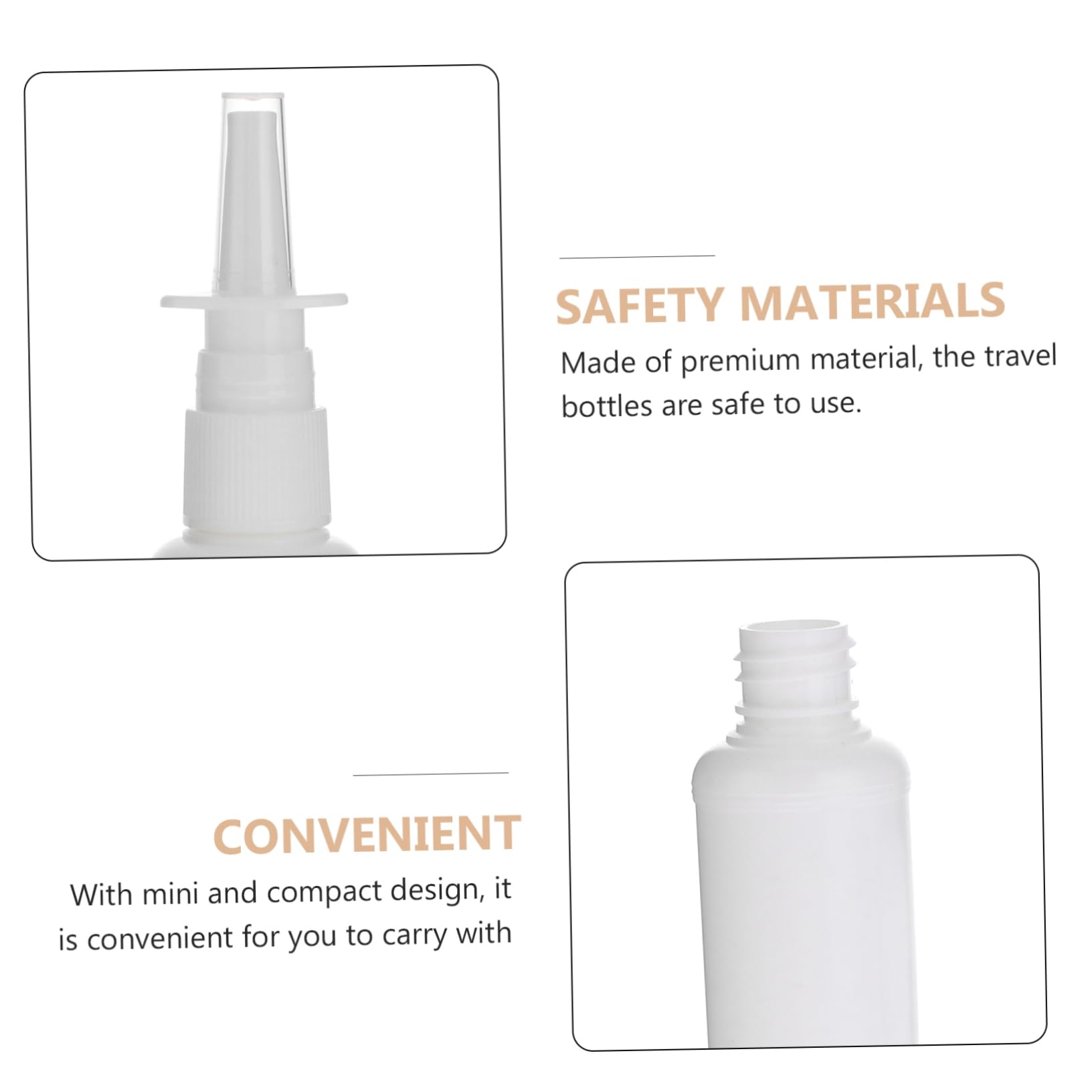 Housoutil Flacone Spray Ricaricabile Pe Bianco 50ml, Mini e Compatto | 200 Pezzi, Tappo Protettivo Trasparente, Back To School Party, Uso Viaggio e Outdoor