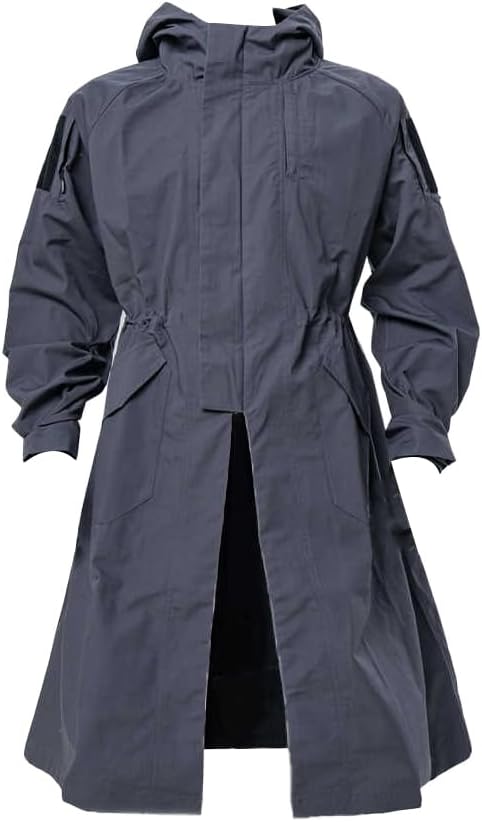 TRN BAC Industrial 2.0 Tactical Long Trench Coat for Adults, Loose-A-Line Jacket with Hood, Outdoor Training Cloak-XL
