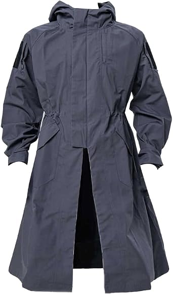 TRN BAC Industrial 2.0 Tactical Long Trench Coat for Adults, Loose-A-Line Jacket with Hood, Outdoor Training Cloak-XL