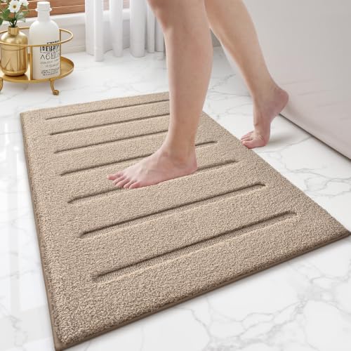 Image of LUMI Ultra Soft Bathroom Rugs Absorbent, Non Slip Bath Mat 20x32, Beige