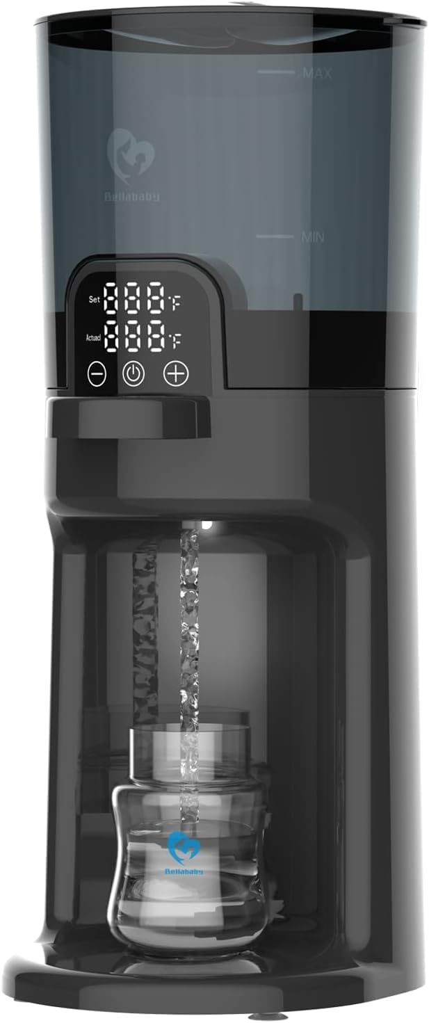 Bellababy Flaschenzubereiter für Babys,Instant Warmer,Flaschenwärmer Baby,Wasserspender für Sofortige Herstellung von Formelflaschen,Abnehmbarer Behälter,24/7 warm,Schwarz