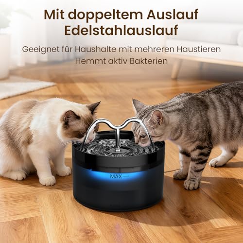 DOOOB Katzentrinkbrunnen, 2,1L Katzen Trinkbrunnen, Katzenbrunnen mit Ultra-Leiser Pumpe, Automatischer Trinkbrunnen für Katze und Kleine Hunde, Inkl. 3 Filter & 3Schwämme