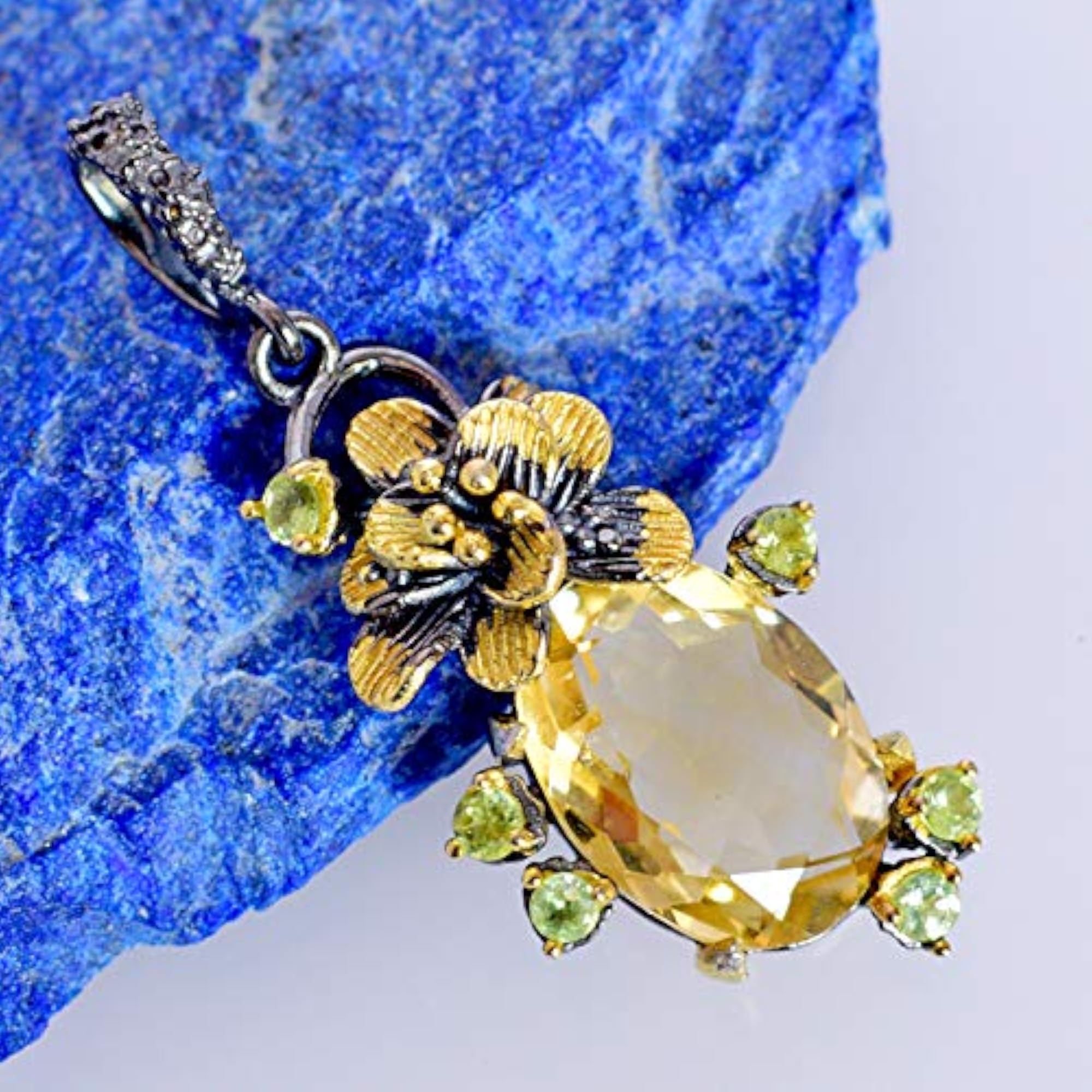 Citrine November Birthstone Pendant, Elegant Silver