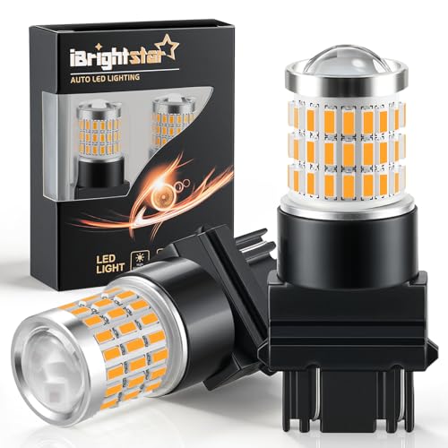 iBrightstar 3157 LED Bulb Amber, 3157a LED Turn Signal Bulbs Super Bright for vehicle Blinker Lights and Turn Signal Lights, 2 Pack