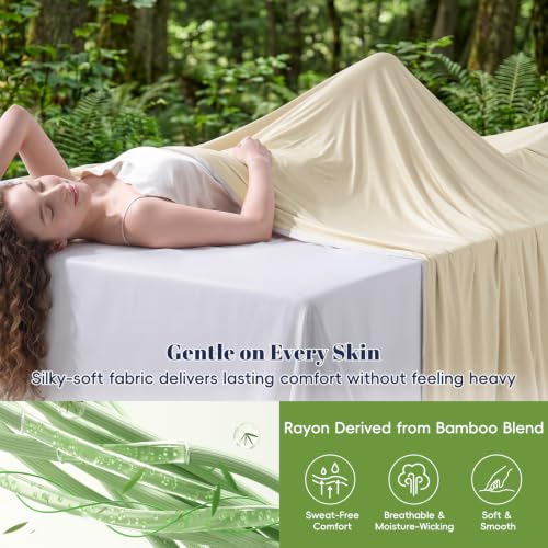 Image of PHF Cooling Blanket Throw XL Size 50 inchx70 inch, Double-Sided Cooling Throw for Hot Sleepers (Q-Max 0.46+), Lightweight Breathable Summer Blanket for Couch, Sofa, and Travel, Sand
