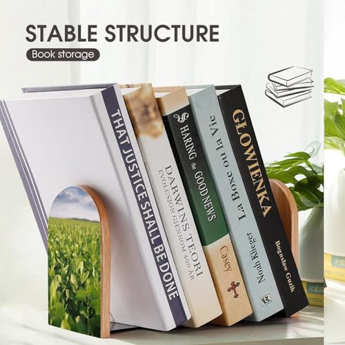 Sujetalibros resistente de madera con base de goma para sujetar enciclopedias 8