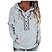 Produktbild AFFGEQA Damen Hoodie Pullover Langarmshirt Geknöpftes Langarm Sweatshirt mit Taschen Bedrucktes Langarm Sweatshirt Kapuzenpullover