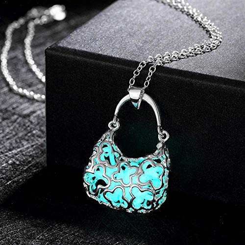 Preisvergleich Produktbild Katylen Necklace Geometrische Unisex Romantische Zinklegierung Kabel Kette Anhänger Halskette Leuchtende Serie Mode Grün Handtasche Leuchtende Halskette, Cyan