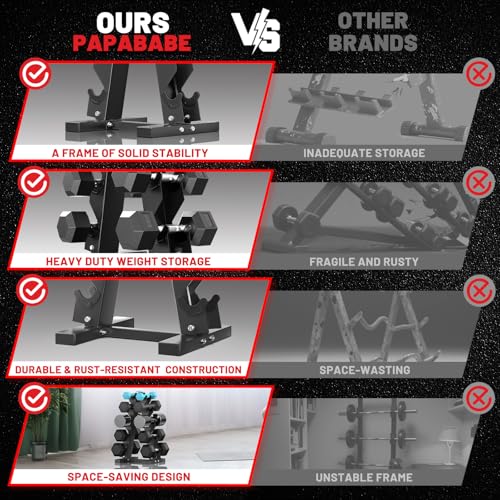 Image of A-Frame Dumbbell Stand, Dumbbell Barbell Storage & T Bar Row for Home Gym