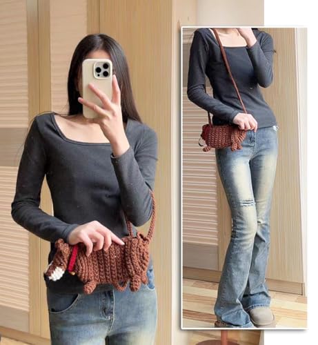 Dog Crochet Purse Dachshund Stuffed Animal Gifts Sling Bag for Women Crossbody Phone Purse Ditty Kawaii Small Bags with Strap4