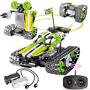 BIRANCO. Remote Control Car Building Kit – RC Tracked Racer 3 in 1 Building Set, 2022 Christmas Green Edition STEM Toys…