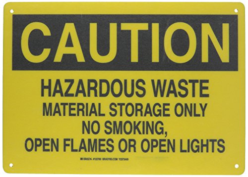 Déchets dangereux Brady panneau de signalisation rigide jaune 25,4 x 35,6 cm