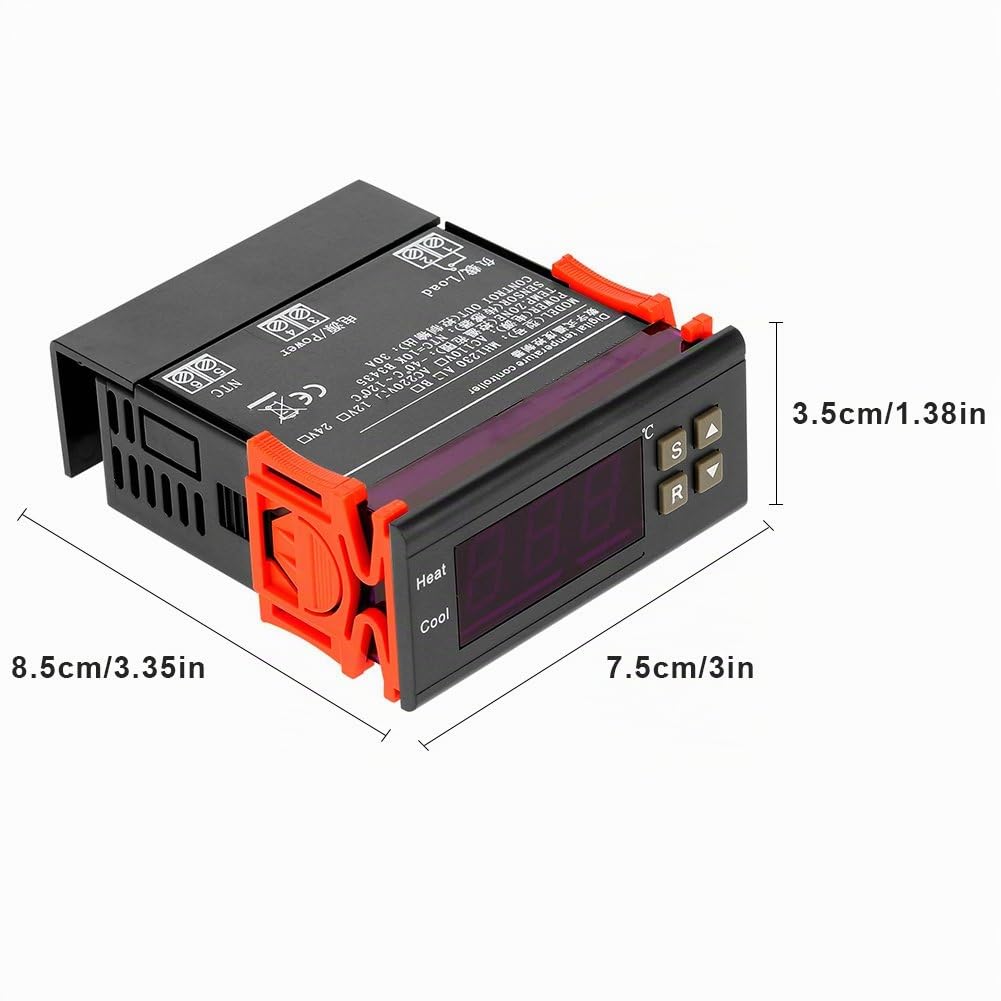 MH1230A AC220V 30A Contrôleur de température numérique d'affichage à LED avec capteur pour régler à la haute et la basse température(Gamme de contrôle de température : -40 ℃ à 120 ℃)