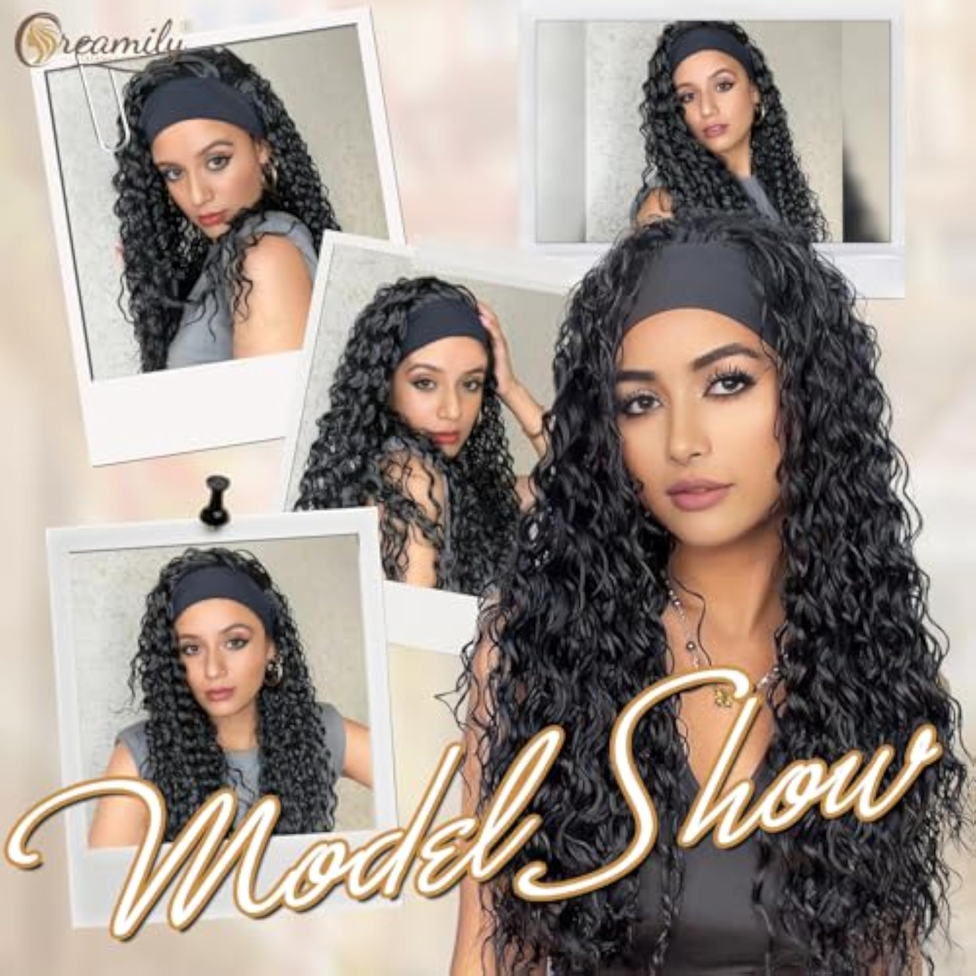 Long Curly Headband Wig - 22 Inch Synthetic
