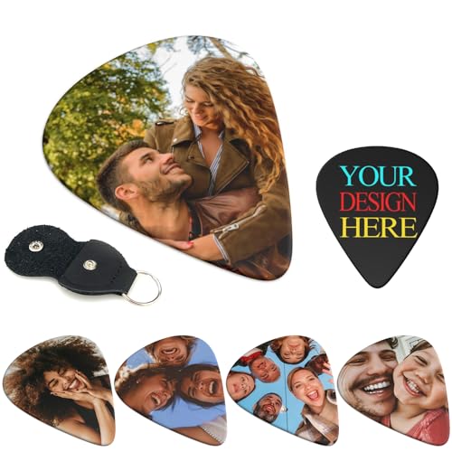 LLLGSH Personalisierte Foto Gitarren-Plektren, Individuelle Gitarren-Plektren, Personalisierte Gitarren-Plektren mit Ihrem eigenen Bild/Text, 6er-Pack (0,46 mm/0,71 mm/0,96 mm)