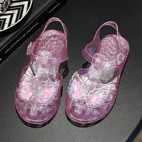 Jelly Sandals for Girls Kids Toddler Princess Dress Up Flat Sequins Butterfly Mary Jane Shoes Summer Casual Sandal3