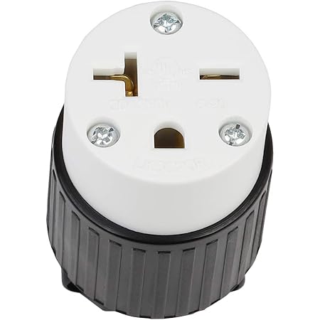Nema 6-20R(6-20C) 20A 250V Receptacle T-Blade 250Volt Industrial 20A Connector, Easy Assembly 20Amp 250 Volt USA Canada 3-Prong Female Straight Blade Connector, (UL Listed) LK5620R