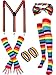 SATINIOR Costume Accessories Set Rainbow Bow-tie Suspenders Socks Gloves Bracelets Set Women Girl Party Accessory