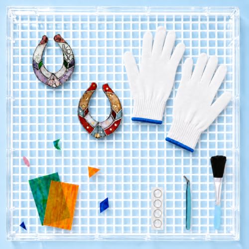 Stained Glass Cutting Mat 12x12, Waffle Grid Mat with Shard Catcher Tray