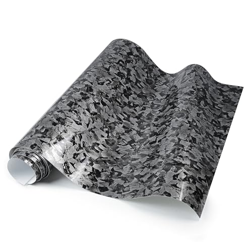 Image of Lypumso PET Forged Carbon Fiber Vinyl Wrap, Glossy Car Vinyl Film for Automotive with Air Release Technology for Vehicle Decal DIY Interior Exterior Decoration (Grey Chopped Forged, 1ft x 5ft)
