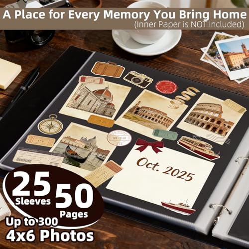 Vienrose Scrapbook Refill Pages 12x12, 25 Pack Heavyweight Clear Page Protectors for 3 Ring Binders, Top Loading Plastic Sleeves for Scrapbook Albums & Photo Storage (No Paper Inserts, Acid Free)