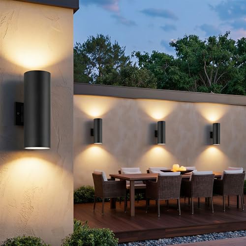 Image of mirrea 14 inch Modern Outdoor Porch Light in 2 Lights, Matte Black, 4 Pack