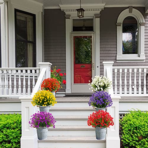 Nov Fire Artificial Flowers For Outdoors,20 Bundles Uv Resistant Outdoor Fake Daffodil Flowers,Artificial Faux Plastic Outdoor Flowers Greenery Shrubs Plants For Indoor Outside Decor(Yellow) #TOP7