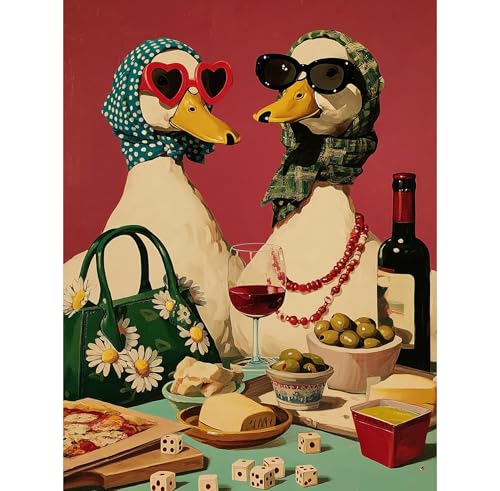Image of QENSPE Diamond Art Kits for Adults, White Goose Diamond Painting Kits
