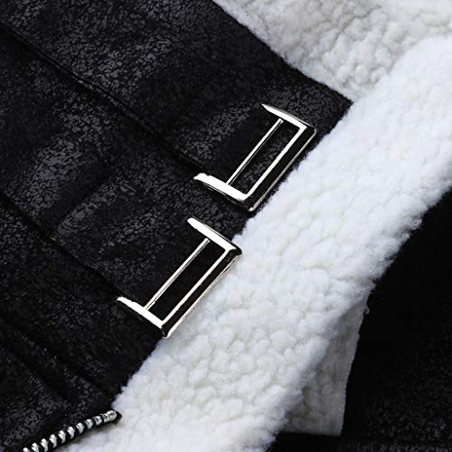 image for MIARHB Mens Bomber Leather Jacket, Warm Faux Leather Motorcycle Shearl