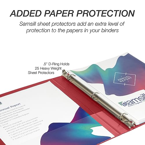 Image of Samsill Durable 0.5 inch 3 Ring Binder, D Ring Binder,100% Recycled Chipboard, Red, 12 Pack
