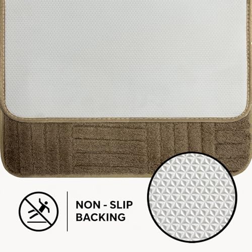 Image of LUXE HOME INTERNATIONAL Microfiber Bath Mat for Bathroom Anti Slip Water Soak Plush Soft Bahrain Maze Door Mat for Home Bedroom Washable Floor Rug (40x58cm Coffee) Pack of 1