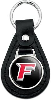 Black Leather Fairfield University Secondary Logo Keychain