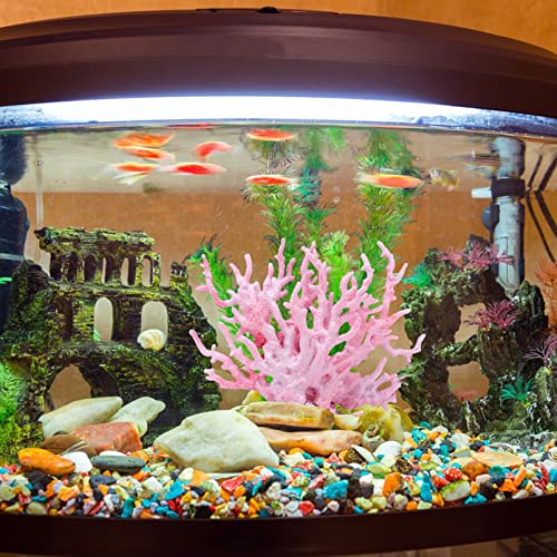 Image of 2 PCS Aquarium Coral Ornament, Blue Pink Coral Reef Decor, Artificial Plants Fish Tank Decorations (Pack of 2)