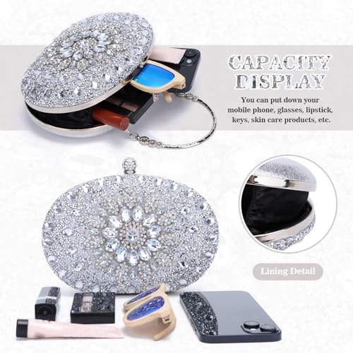 Bolso de mano con brillo y diamantes para mujer miniatura 6
