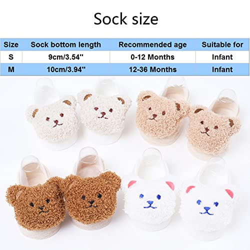 0 to 3T Kids Feet Rattle Footwear Socks Girls Cute Cartoon Fleece Bear Shape Socks Baby Soft Bottom Short Floor4