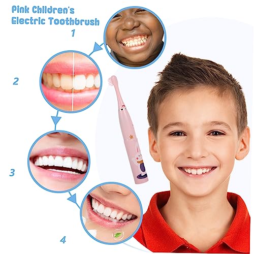 OHPHCALL Elektrische Zahnbürste Für Junge Mädchen Cartoon Design Tragbare Kinderzahnbürste Einfach Zu Benutzen Praktische Kinderzahnbürste Zahnbürstenkopf Abnehmbar Kinderbedarf – Bild 5