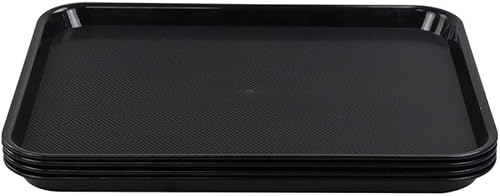 Miniatura 8 de Bandejas de plástico de comida rápida, bandejas de cafetería, paquete de 4 bandejas para servir (gris)