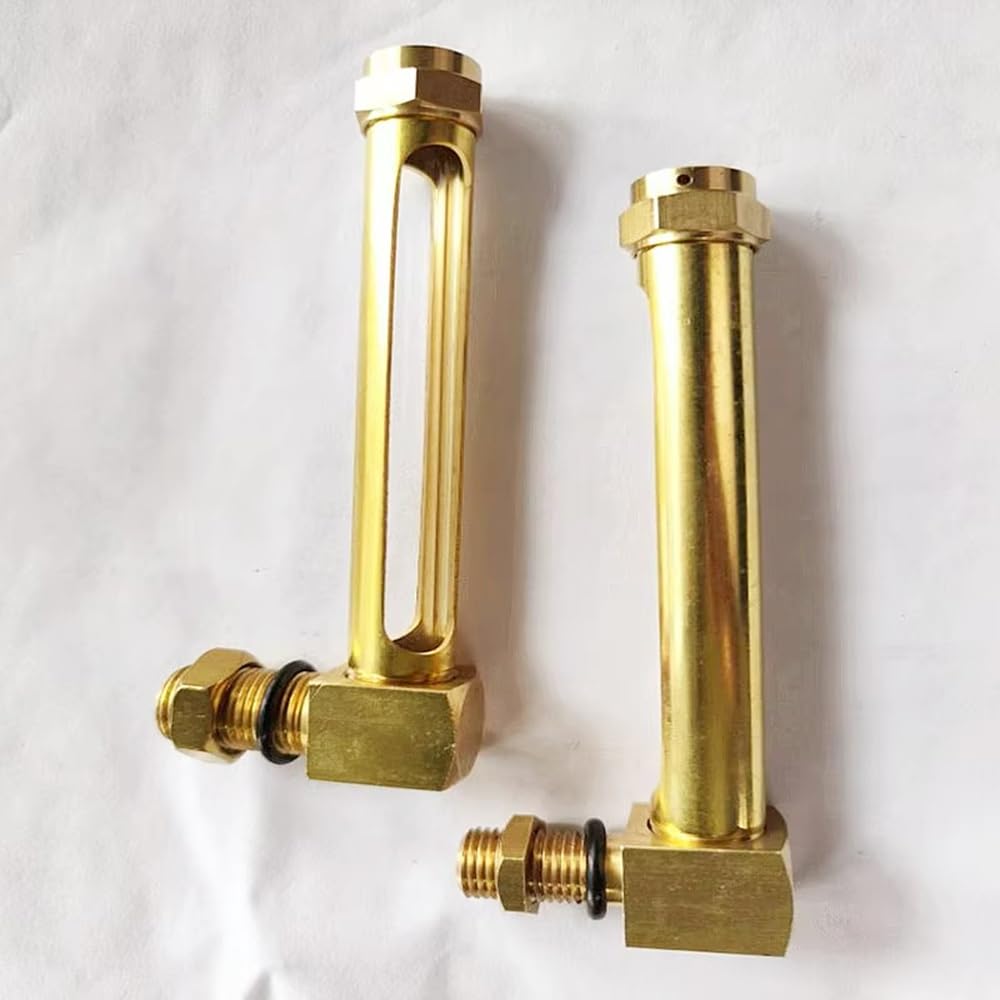 Öl-Flüssigkeitsstandanzeige aus Messing, Schauglas, Doppelfenster, direkt (80 mm, M12 x 1,5 mm)(100mm,M10x1mm)