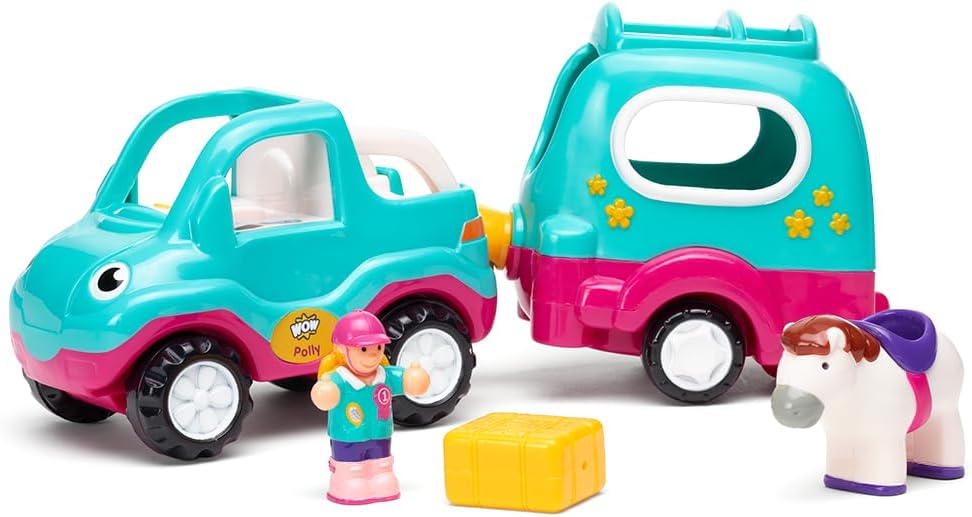 Wow Toys Polly’s Pony Adventure – Friction Powered Toy Car with Horse Trailer, Rider & Pony Figures | No Batteries, Durable Toddler Toy for Ages 1–5