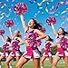 12 Pcs Rose Red Metallic Cheerleading Pom Poms, 12Inch Cheerleader Pompoms with Baton Handle, Cheerleading Flower Ball for School Team Sports Games Dance Cheering Cheer Pom Poms for Kids Adults
