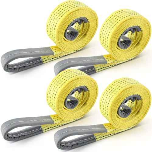 4 Pcs Lift Sling Straps Heavy Duty Web Slings Straps Polyester Nylon for Hoist Car Outdoor Using