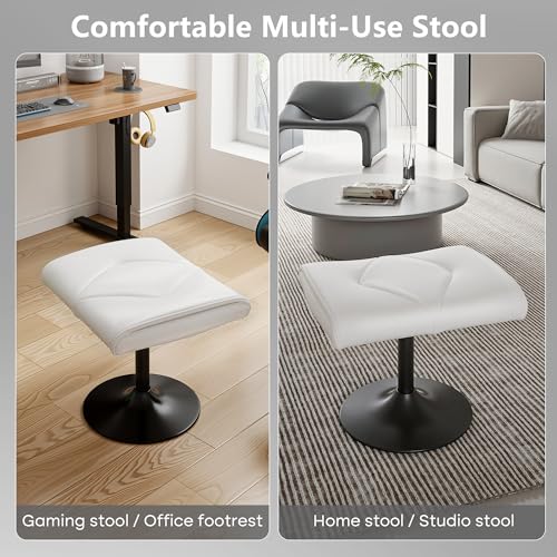 Image of VECELO Foot Rest Under Desk Ottoman, PU Height Adjustable Footrest with Comfort Padding, Leg Rest for Desk for Relieving Leg Pain, Stiffness, and etc, White