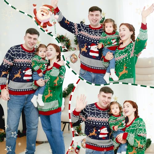 Curipeer Christmas Sweater Family Matching Outfits Couples Kids Knitted Pullover Tops Party Holiday2