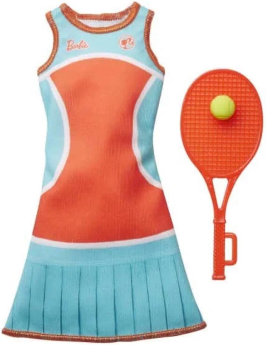 Barbie and Ken Matching Tennis Fashion Outfits and Racquets (Pack of 2)