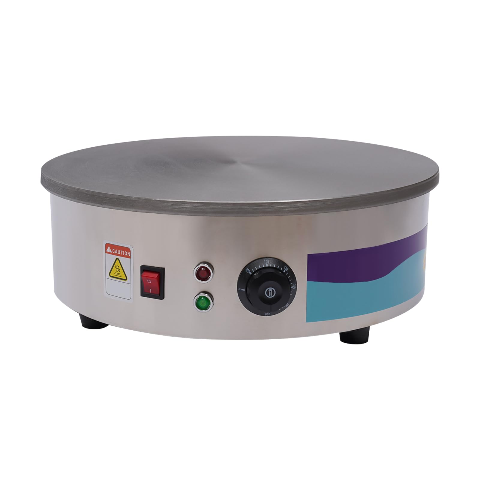 Plancha para creperas eléctricas, crepera con altavoz y espátula, 17,7 pulgadas, 3 kW, 50-300 °C, plata, diversión para bricolaje, hogar, panadería, snack bar