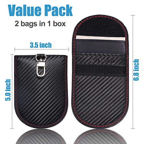 Faraday Bag For Key Fob (2 Pack), Ticonn Faraday Cage Protector - Car Rfid Signal Blocking, Anti-Theft Pouch, Anti-Hacking Case Blocker (Carbon Fiber Texture) #TOP5