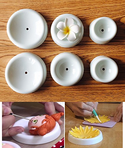 Fondant Drying Moulds 6 Pcs/Set, KOOTIPS Button Shapes Fondant Forming Cups Flower Drying Moulds Flower Cup Holder Cake Decorating Tools