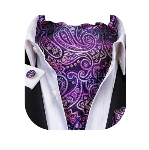 Image of Dubulle Paisley Floral Ascot for Men Self Tie Mens Cravat and Pocket Square Cufflinks Wedding