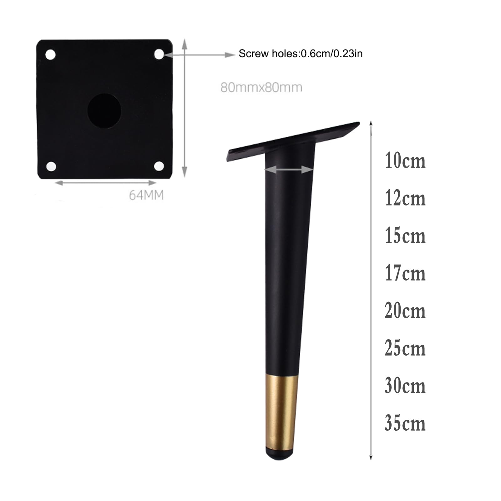 Metalowe nogi meblowe – nowoczesne stożkowe nóżki zastępcze do stolików kawowych, sof i szafek – 30 cm (11,8 cala) ukośna konstrukcja - 4-częściowy zestaw