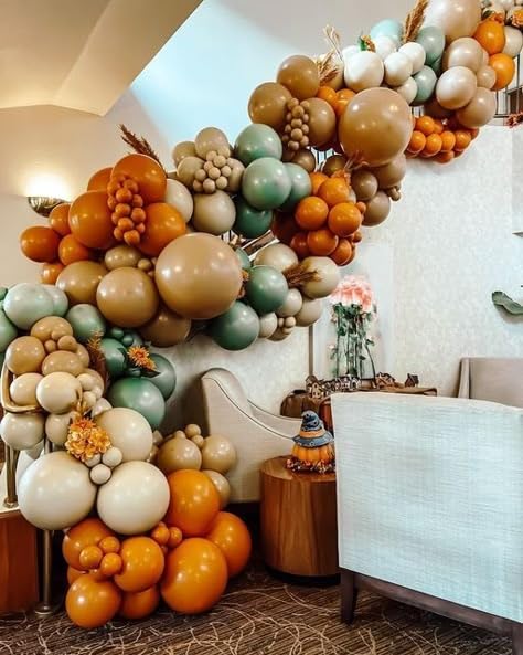 Image of Funhot Sage Green Brown Balloons Set, 60 Pcs Jungle Safari Party Balloons, 12 Inch Olive Green Orange Beige Latex Balloon Helium for Kids Wild Woodland Birthday Wedding Baby Shower Party Decorations